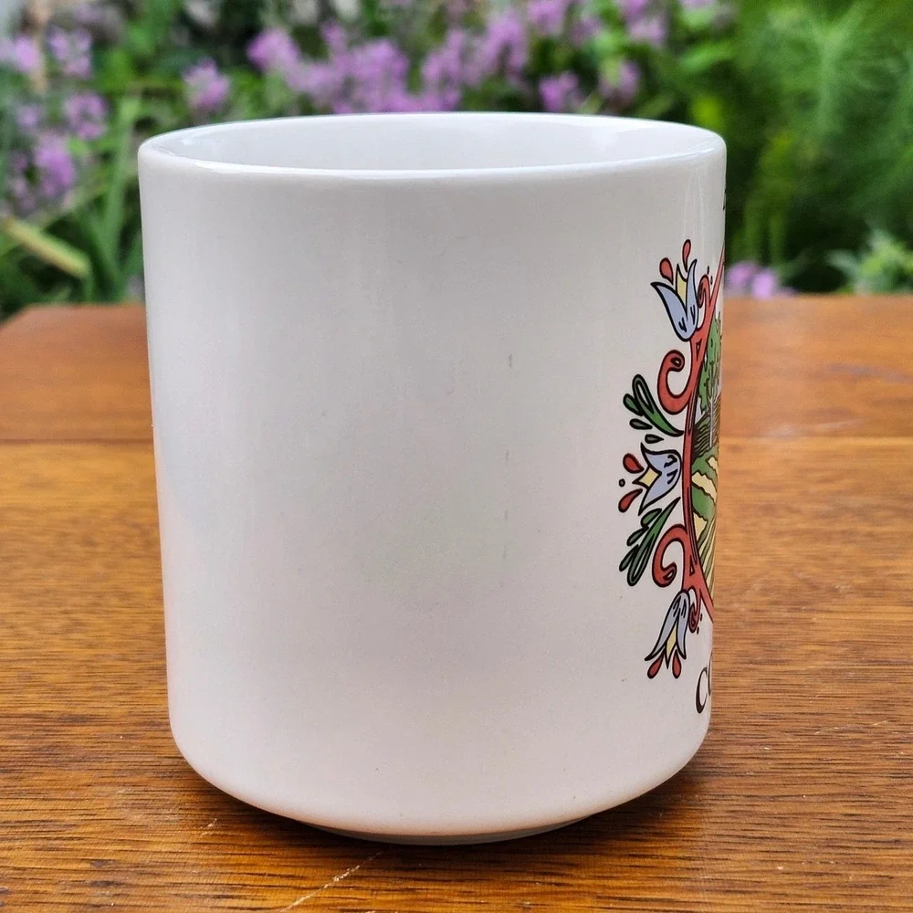 Vintage 80s Amish Country Coffee Mug Barn Windmill Souvenir Ceramic Cup Retro